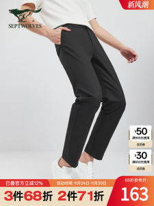 Septwolves Mens Thin Casual Pants Ice Silk Elastic Business Long Trousers Spring Summer Fashionable Straight Leg Cotton Blend