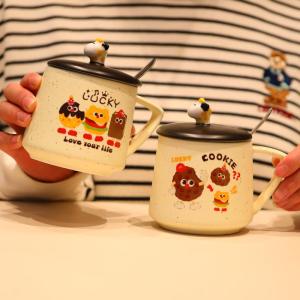 Cartoon Ceramic Mug without Lid Cute Friend Cup Breakfast Water Mug Milk Coffee Cup for Couples Universal 400ml Gift Box