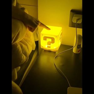 Super Mario Bros Lamp LED Question Mark Brick Night Light USB Charging Desk Lamp Decorative Light Kids Birthday Toys Gifts