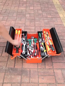 Stainless Steel Toolbox Storage Box Multi-Layer Folding Box Car Electrician Storage Large Folding Suitcase Portable Storage Boxes