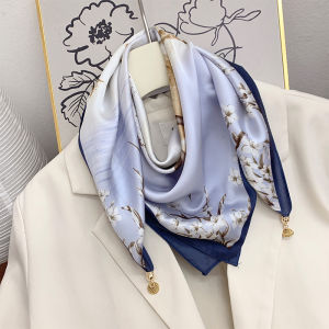 Khăn Choàng Lụa Vuông Nhỏ Cho Nữ 2024 Khăn Choàng Cổ Trang Trí Đa Năng Mỏng Nhẹ Thời Trang Xuân Thu Khăn Choàng Cổ Từ Tính