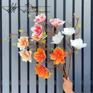 Cành mộc lan 3 bông cánh kép hàng nhập trang trí tiệc sự kiện Hoa Lụa Lyly Decor