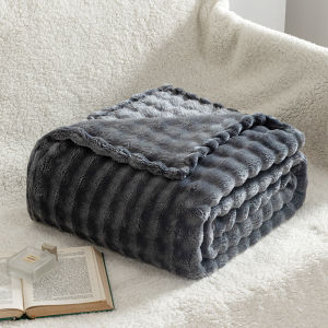 3D Bubble White Plush Blanket Textured Flannel Fleece Soft Warm Cozy Couch Throw Blanket Gift Plaid - Soft Throw Blankets