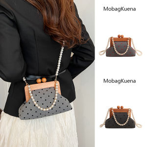 Autumn and Winter New Chinese Style Crossbody Clutch Bag Women 2024 New Arrival Matching Horse-Face Skirt Pearl Chain Shell Bag