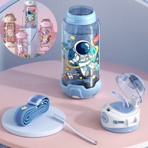 550ml Kids Sipply Cup Water Bottle with Lid and Straw Bounce Cover Drink Bottle Safety Plastic Strawed Water Cups