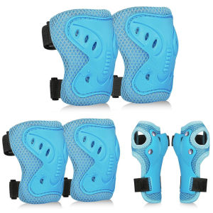 6 in 1 Knee Pads and Elbow Pads Set with Wrist Guard for Skateboarding Skiing Cycling BMX Biking Running