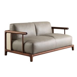 New Chinese Style Solid Wood Sofa Leather Simple Modern Living Room Furniture Black Walnut Wood U-Shape Adult Luxury Quality