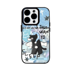 Banana Fish Original Illustration Cat Napping Phone Case for iPhone 16 pro Max Apple 15 pro Unique Design High-End Feel 14/13 Black Edge PC Frosted Couple Shell