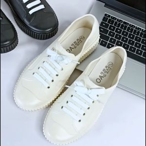 Sampai7an SPT-60 Sepatu Sneakers Wanita Kasual Trendy Model Korea Motif Polos Bahan PVC Terbaru COD