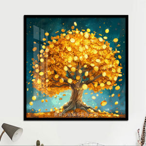 Pachira Macrocarpa Diamond Painting Wealth Rolling Money Tree Landscape Diamond Cross Stitch Living Room 2024 New Arrival Diamond Embroidery