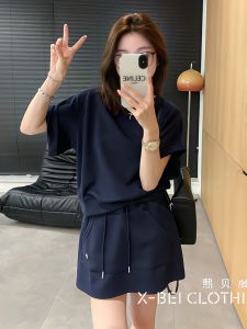 Casual Sportswear Set for Women Pure Cotton Short Sleeve T-shirt + Short Skirt Fashionable Youthful Two-Piece Set