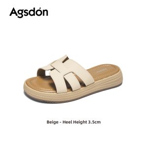 Agsdon | Thick-soled Blue Women Slippers Sandals For Summer Dress Wear Beach Vacation