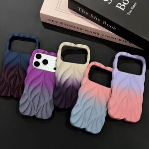 Creative Gradient Maple Leaf Case For iPhone 18 17 16 15 14 13 Pro Max Plus Color Blocking Shockproof Aesthetic Matte TPU Cover