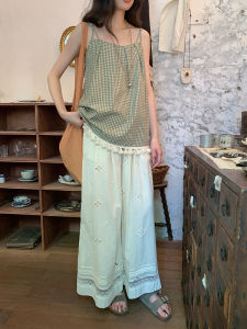 White Lace Trimmed Summer Loose Casual Culottes Trousers