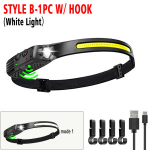 XIWANGFire | LED Sensor Headlamp USB Rechargeable Led Head Torch Built-in Battery Head Flashlight Outdoor Camping Fishing Headlight Lantern