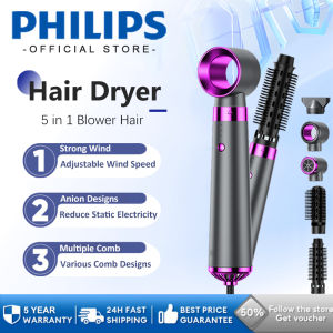 【5 years warranty】 Samsung 5 in 1 Hair Dryer Comb Hair Curling Straightening Original Professional Electric Blower Multifunctional Hair Styling Set Comb Straightener Curler