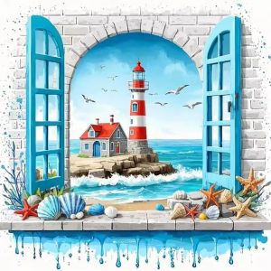 BILIBILI | Oil Painting By Numbers Kits Seaside Lighthouse Number Drawing Canvas DIY Pictures By Numbers Home Decor