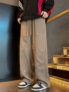Sporty Casual Mens Long Trousers Thin Straight Leg Spring Autumn Style Workwear Pants Loose Fit Youth Popular Polyester Fiber