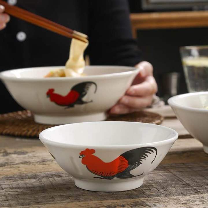 Traditional Old Style Rooster Ceramic Soup Bowl Rice Bowl Noodles Bowl ...