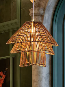 Bamboo Woven Chandelier Chinese Style Tea Room Lamp