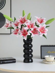 Hoa Lilies Giả Phong Cách Châu Âu Trang Trí Nhà Cao Cấp Hoa Tươi Màu Trắng Hồng Trang Trí Không Gian Phòng Khách