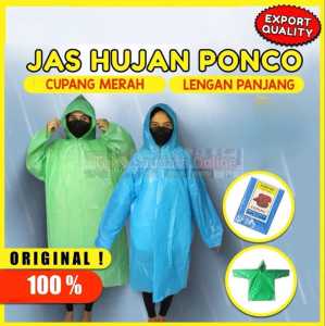 6 Pcs Jas Hujan Cupang Merah Lengan Panjang Jas Hujan Ponco Jas Hujan Murah Berkualitas