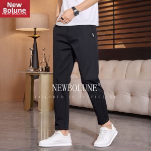 NEW BOLUNE | Slim Fit Nine-Tenths Straight Leg Mens Summer Pants