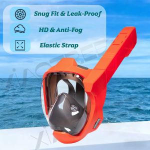 Snorkel Mask Full Face with Full Dry Breathing System Snorkeling Gear 180° Panoramic View Snorkel Mask with Anti-Fog Anti-Leak
