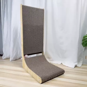 Teekland Cardboard Cat Scratcher for Indoor Cats L Shaped Vertical Cat Scratching Board with Ball Cat Toy Large Scratching Pad for Cats Pad Brown
