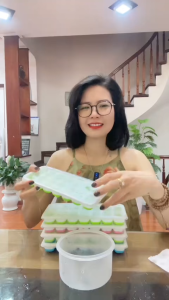 Khay đá Silicon 6-8-14 Ô Khay làm đá tròn 33 viên Có nắp đậy tránh mùi kháng khuẩn