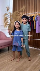 LiLy And Clark Setelan Piyama Laki-Laki Dan Perempuan Warna Mineral Green PC04