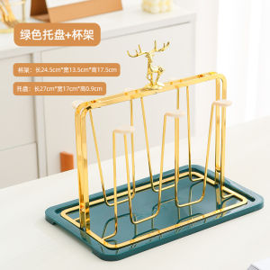 Crystal Deer Rotating Storage Rack Six Cup Glass Ceramic Water Cup Holder Home Organization Bathroom Decorative Metal Rack