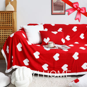 Valentines Day Gift Red Blanket Autumn and Winter Heart Blanket Casual Blanket Cashmere Knitted Blanket Nap Sofa Cover