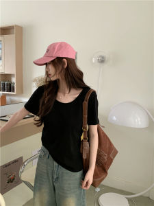 Áo Thun Nữ Tay Ngắn Ôm Vừa Vặn Màu Đen Mùa Thu 2025 Phong Cách Mới Hở Xương Đòn Đa Năng Thời Trang Thường Ngày