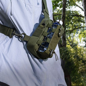Outdoor Chest Bag Nylon Crossbody EDC MOLLE Shoulder Pack with Bungee Bottle Holder Compact Waist Chest Pack Hiking Cycling