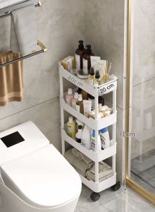 Trolley Storage Organizer Shelving Toilet Rack Portable Movable Waterproof Kitchen Bathroom Toilet Shelf