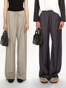 กางเกงขายาวทรงหลวม Marllen สำหรับผู้หญิง ทรงลำลอง ทรงขากว้าง ทรงบาง สไตล์ฤดูใบไม้ผลิ 2024 ผ้าโพลีเอสเตอร์