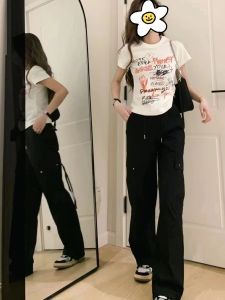 2024 New plus Size Womens Casual Pants High Waist Slimming Drapey Wide Leg American Workwear Style for Pear Shaped Body