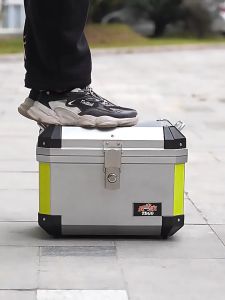 45L Universal Waterproof Motorcycle Trunk - Large Capacity Aluminum Alloy Travel Storage Box for Electric Vehicles Durable Black Motorcycle Accessory