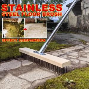 20/30/50cm Stainless Steel Wire Floor Scrub Brush with Handle Stiff for Garage Patio Garden Moss
