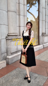 [DUY NHẤT 25-29.10-VOUCHER 40K]Đầm thiết kế BEMINE cổ đức phối tơ ô vuông giả yếm dáng chữ A phù hợp đi làm-B504