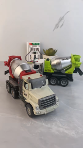 Đồ chơi xe trộn bê tông điện tự xoay bằng hợp kim có nhạc và đèn cửa mở được chạy cót kèm 1 túi sỏi