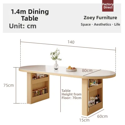 Nordic Style Oval Wooden Dining Table with Storage Capacity Rock Plate Table Combination Home Use Kitchen Table And Chairs
