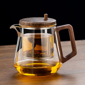 New Premium Glass Inner Lid Tea Pot Magnetic Tea Strainer One Button Separation Tea Cup Elegant Tea Set for Brewing Tea