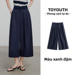 Toyouth | Quần Capri Chân Rộng Tencel Thoáng Khí Mùa Hè Bông Phong Cách Thường Ngày