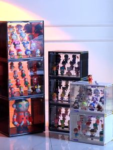 Hộp trưng bày Acrylic PopMart có nhiều tầng xếp chồng lên nhau hộp đựng búp bê Labubu hộp đựng đồ lưu trữ trong suốt