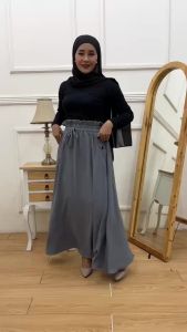 Rok Payung Crinkle Premium Pinggang Karet Dan Tali Ada Sakunya Kanan Kiri Standar Jumbo