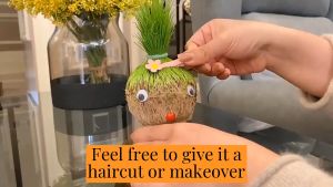 BBTAM Grass Head Doll Mini Plant in Cup Potted Plant DIY Potted Doll