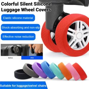 8 Pcs Colorful Silent Silicone Luggage Wheel Covers Travel Luggage Suitcase Wheels Protection Cover Silent Caster Sleeve
