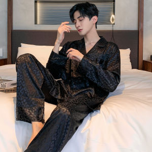 Luxurious Ice Silk Sleepwear Mens Spring Autumn Long Sleeve Thin Style Four Seasons Home Clothes New Winter Design Comfortable